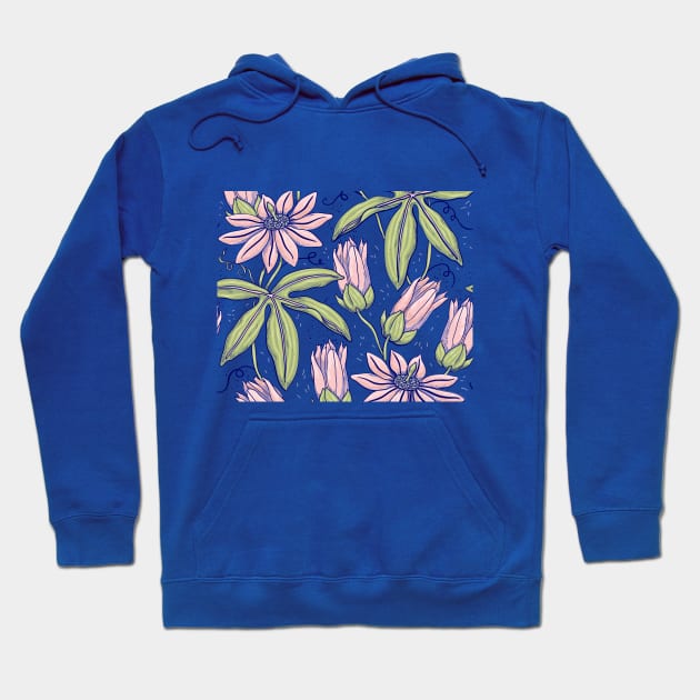 Green and Pink hydrangea foliage flower pattern Hoodie by CONCEPTDVS